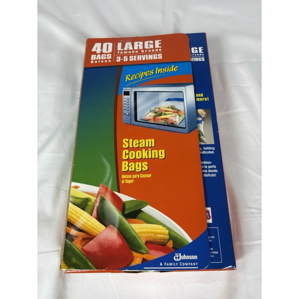 Ziploc Zip 'n Steam Microwave Cooking Bags LARGE 40 Count Discontinued Open Box